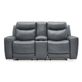 Gray Leather Match Power Reclining Loveseat with Console G5115