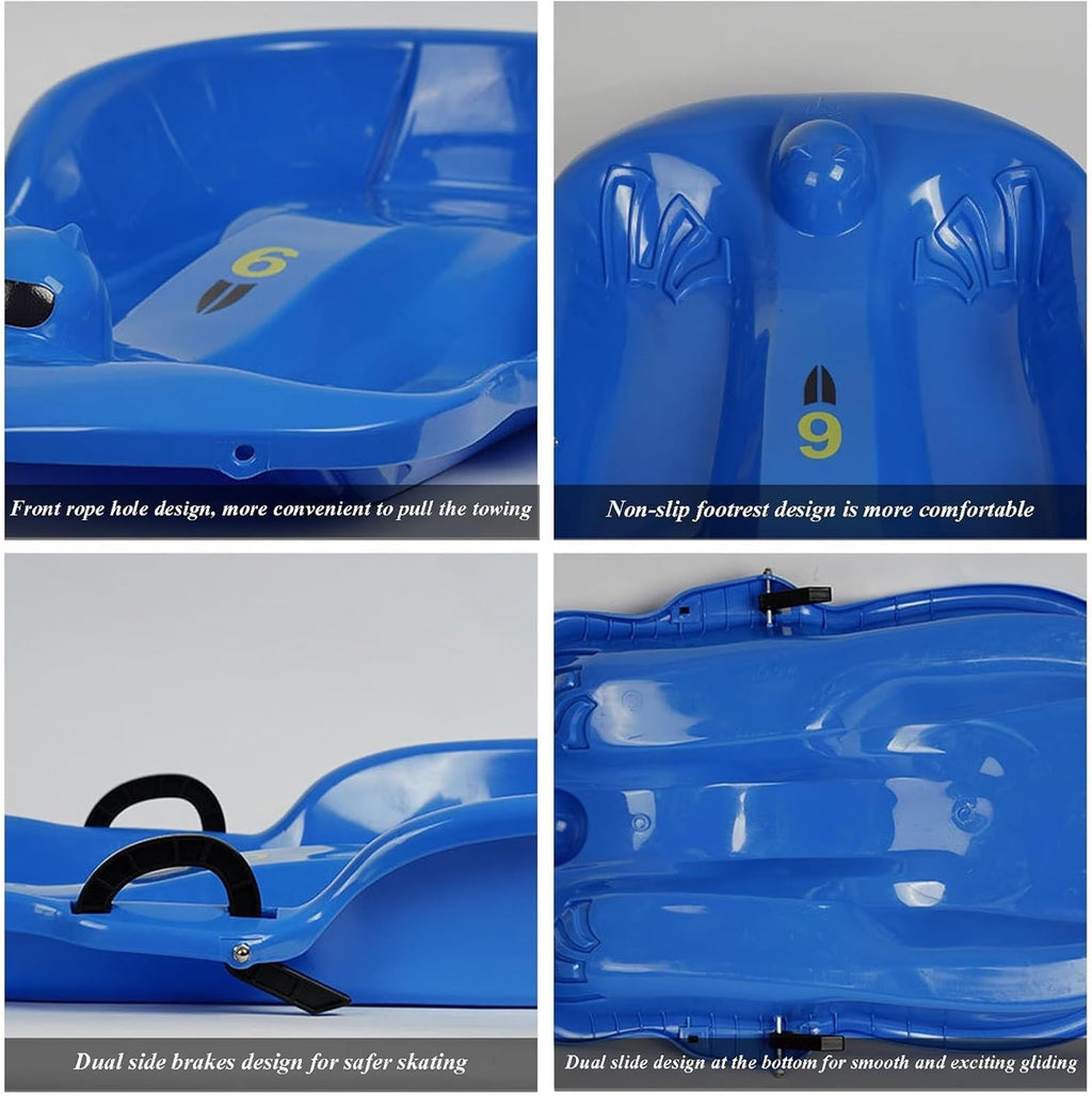 Plastic Toboggan Snow Sled with Pull Rope and Handle X28118