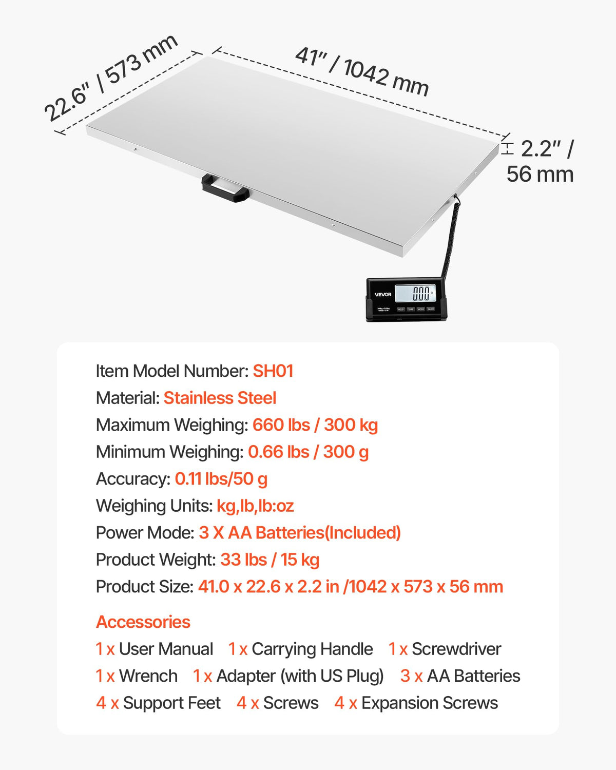 Digital Shipping Scale 660 lbs with LCD Display Y828444