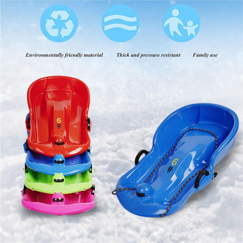 Plastic Toboggan Snow Sled with Pull Rope and Handle X28118