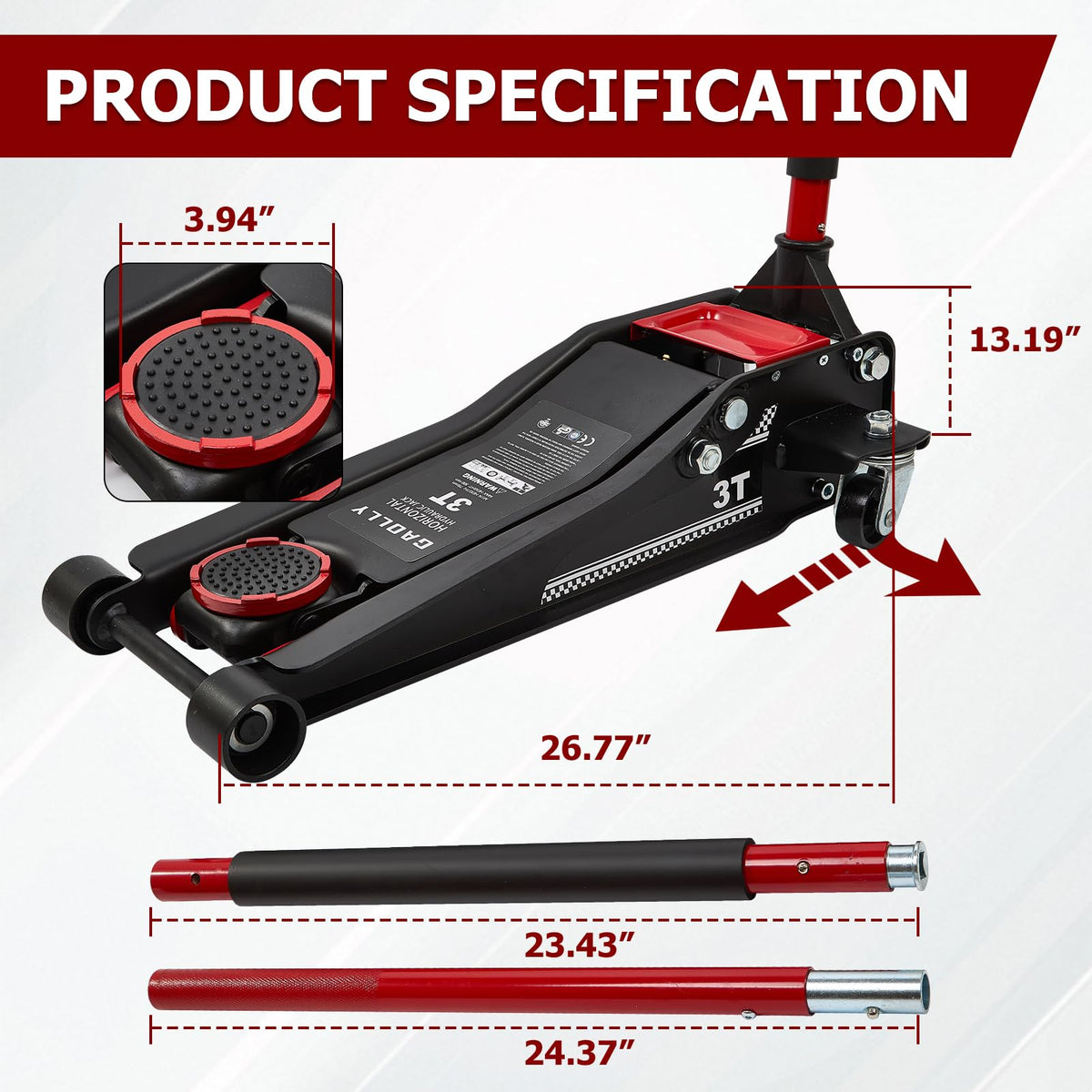 3 Ton Low Profile Steel Floor Jack S806875