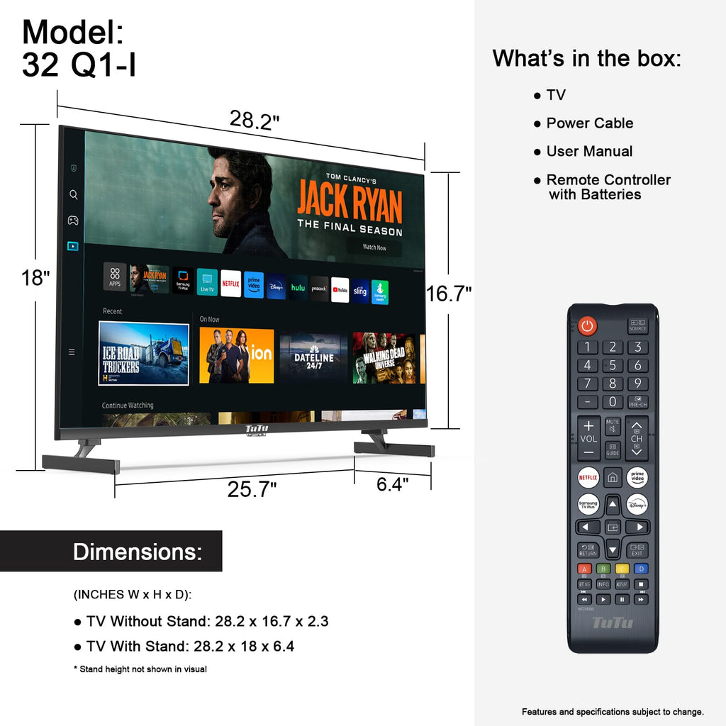 32 Inch FHD Smart TV 1080p Full HD Central Stand with HDR Dolby Audio F8826