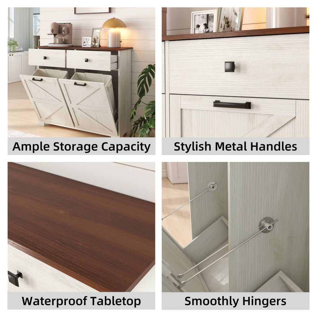 Double Tilt Out Trash Cabinet with Hideaway Drawer P641240