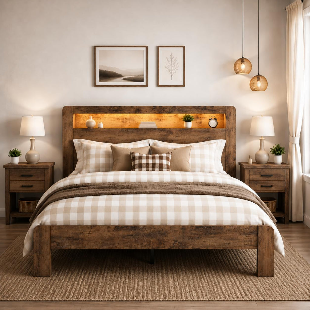 Queen Bed Frame with Wooden Headboard Z71504