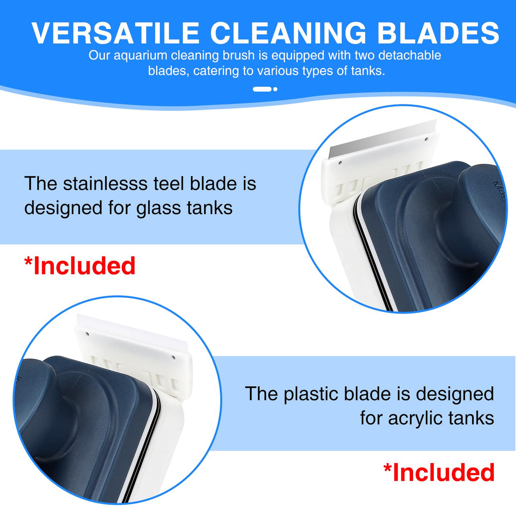 Magnetic Glass Cleaner Brush with 2 Detachable Scrapers U553930