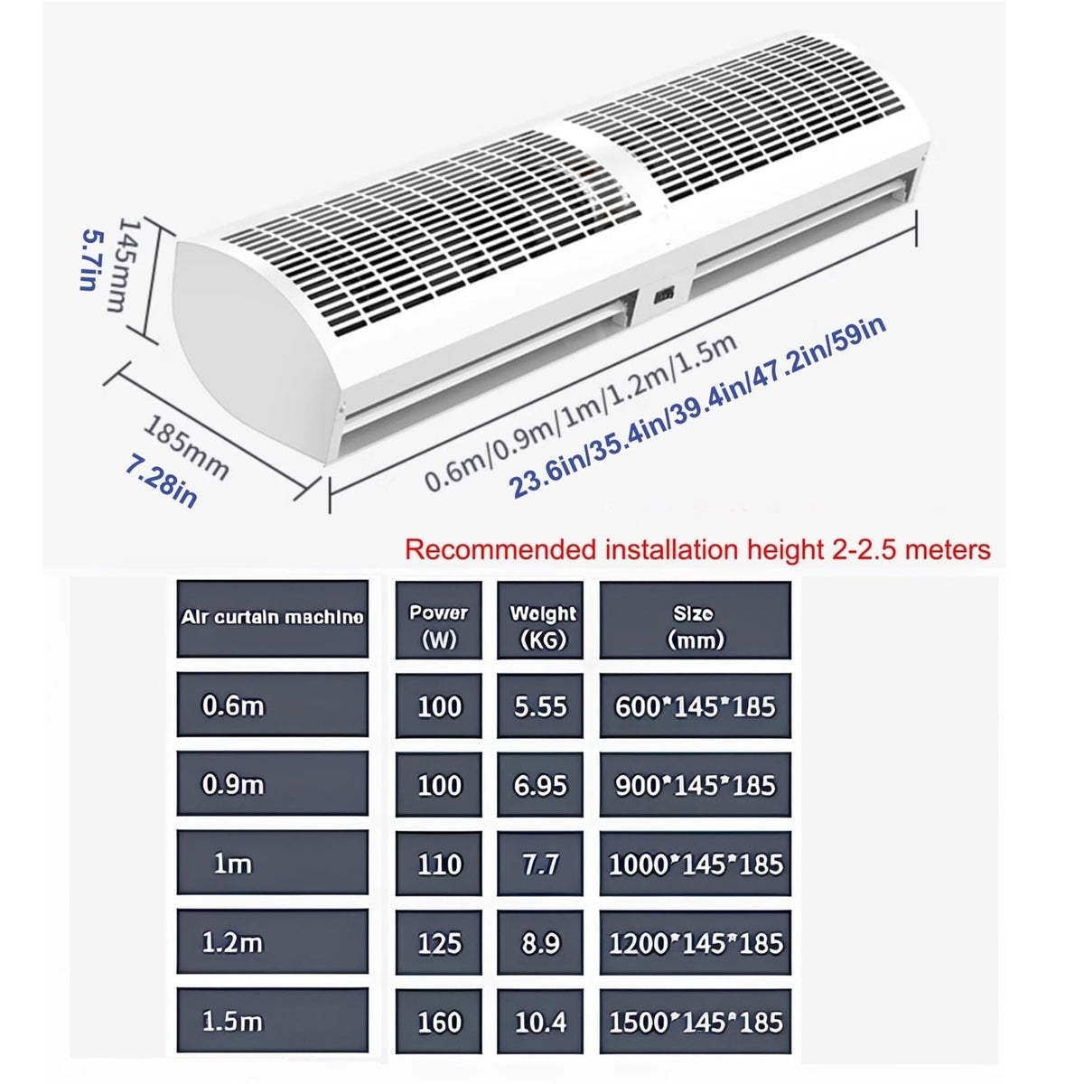 Outdoor Air Curtain Machine with Large Air Volume, 2 Speed and Wind Direction Adjustable S774963
