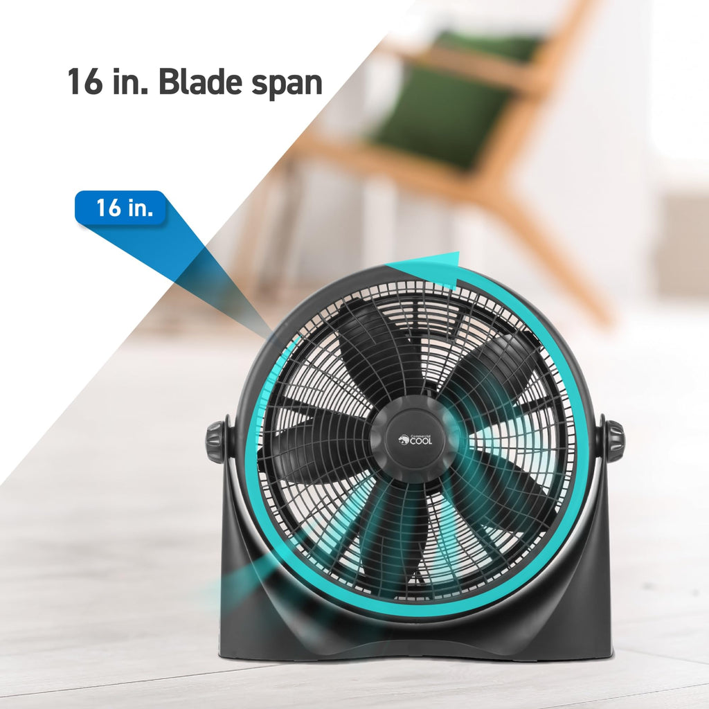 16 Inch High Velocity Floor Fan, Black Q1802