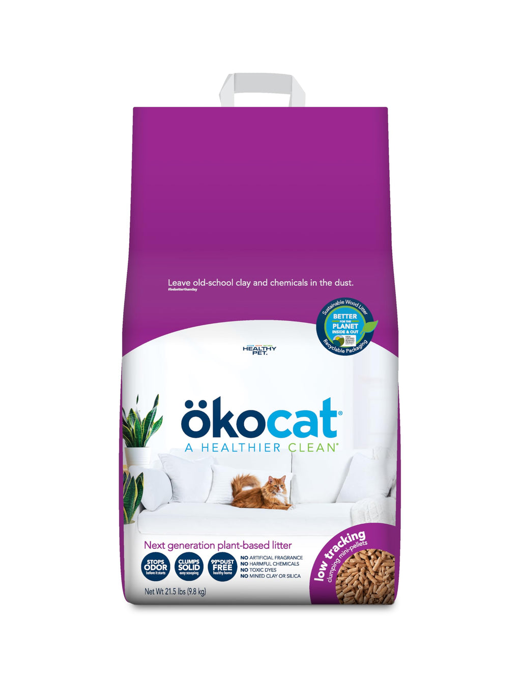 Low Tracking Natural Wood Clumping Cat Litter 21.5 Lbs B48577