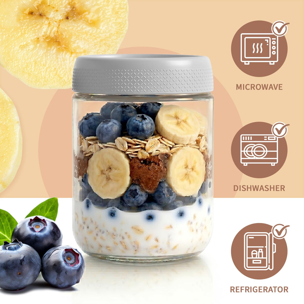 12 Pack 16 oz Glass Jars with Lid W827268