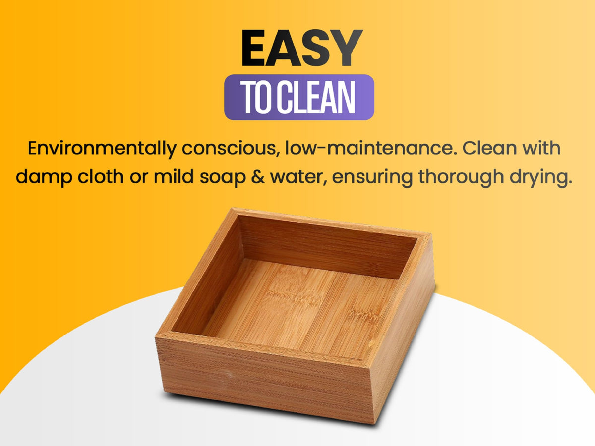 Bamboo Drawer Organizer Storage Box, 2 Pack 6x9x2 inch S165