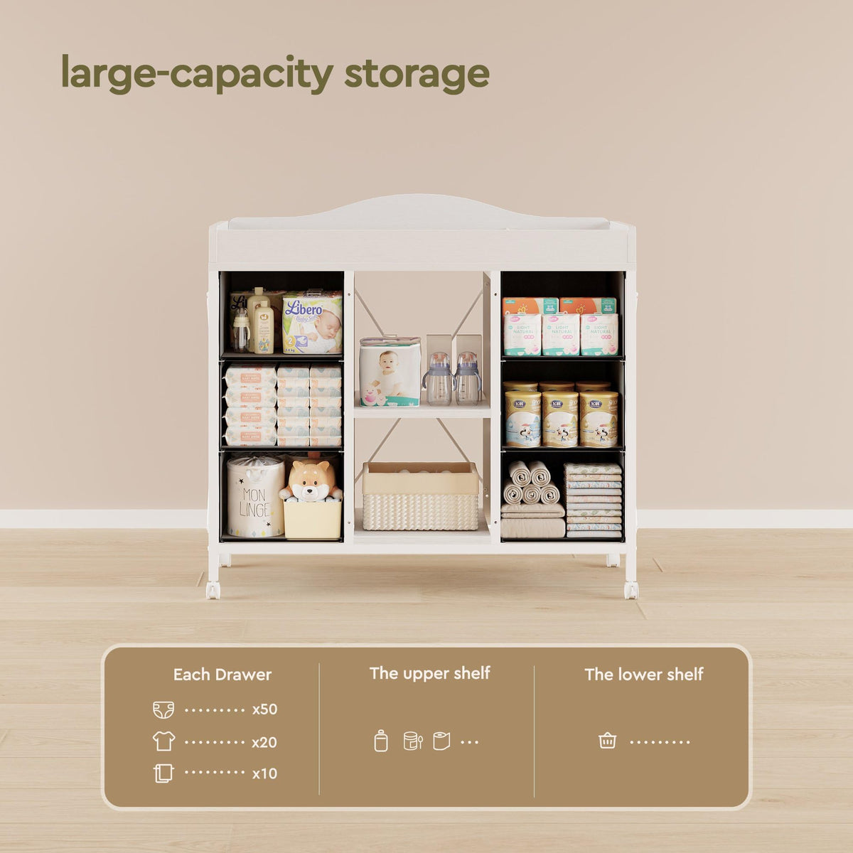 White 6 Drawer Dresser L67289