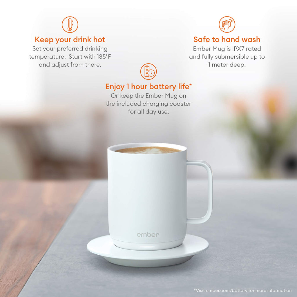 White 10 Ounce Temperature Control Smart Mug U16269