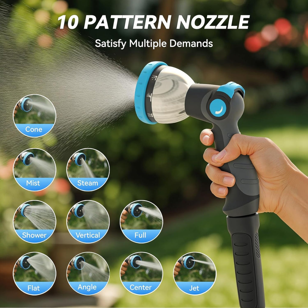 Retractable Garden Hose Reel, 5/8 in x 100 ft Wall Mount Heavy Duty with 10-Pattern Nozzle, Dark Grey N2044