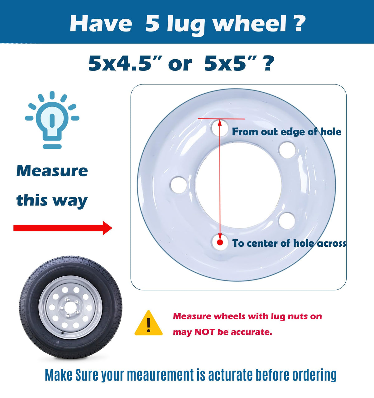 Trailer Tire Wheel ST205/75D15 6PR 101L 5X4.5 White Spoke Pk2 O16189