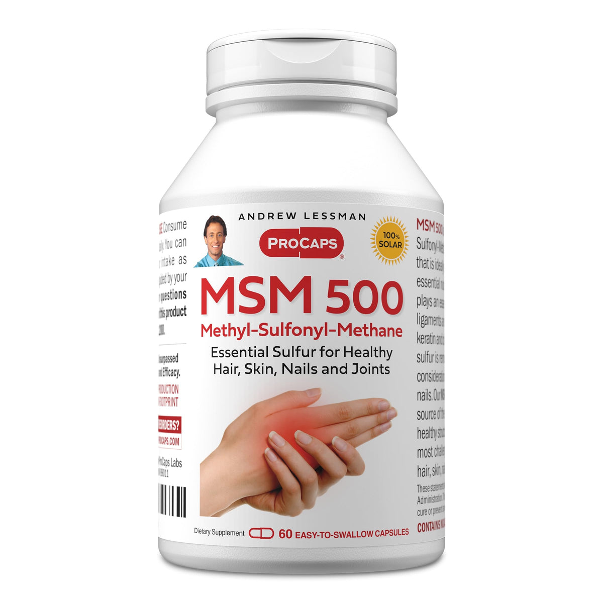 MSM 500 Organic Sulfur Supplement, 60 Capsules L910