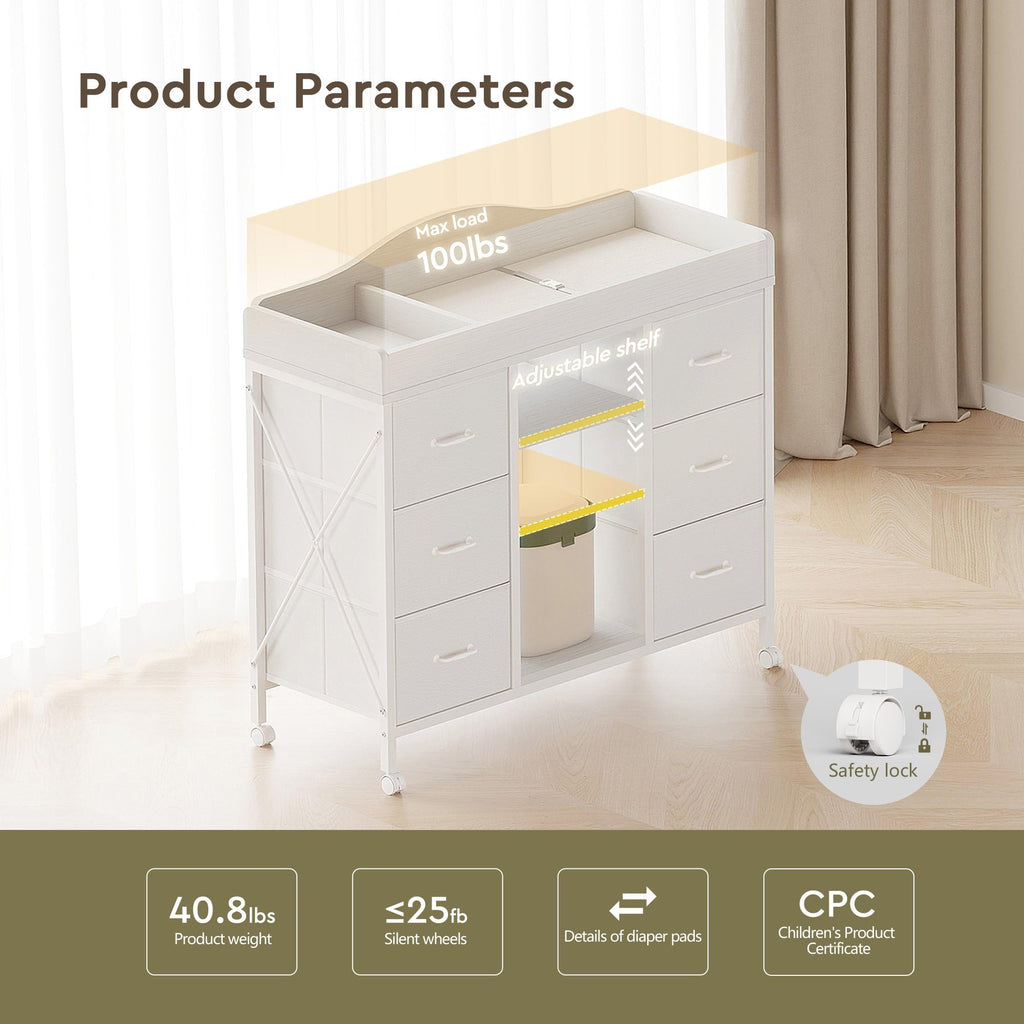 White 6 Drawer Dresser L67289