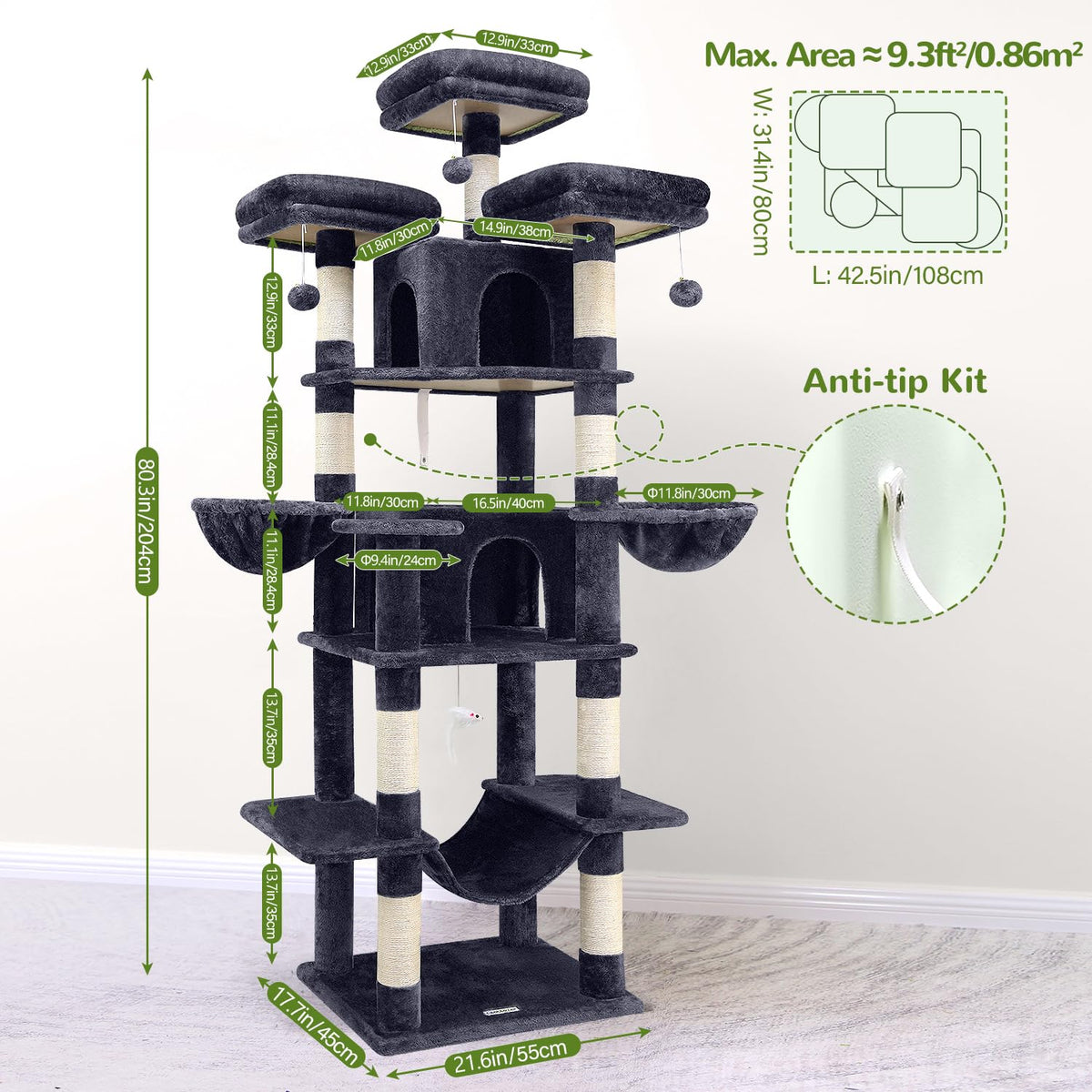 Dark Grey XXL Cat Tower C12103