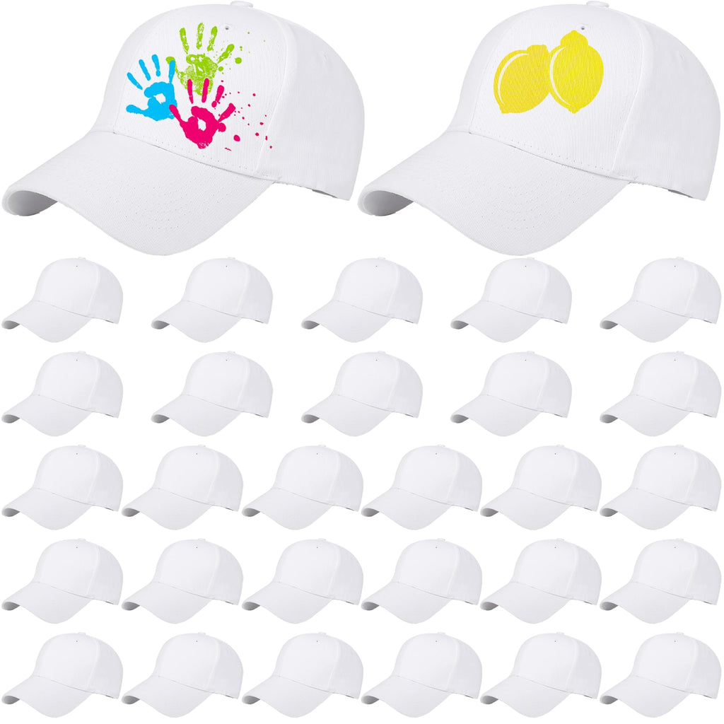 30 Pcs White Cotton Kids Baseball Cap N748794