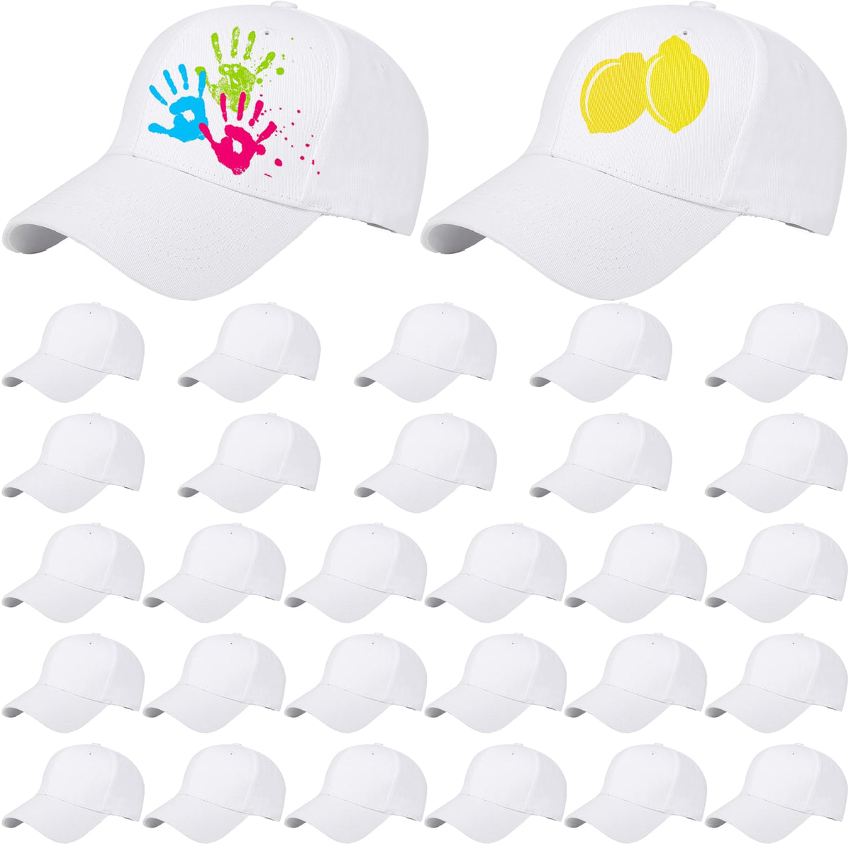 30 Pcs White Cotton Kids Baseball Cap N748794