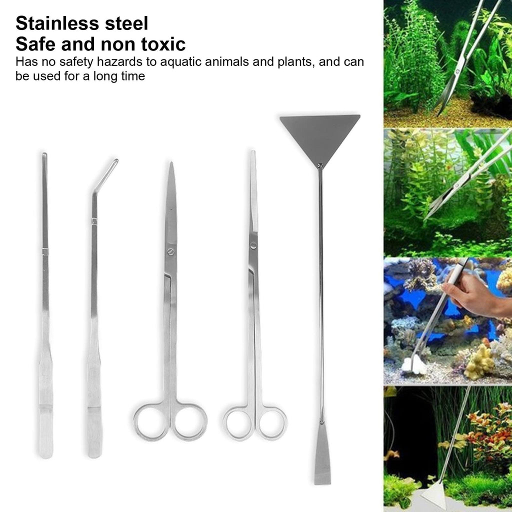 Aquarium Scissors and 5 in 1 Aquascaping Kit Stainless Steel 5 Piece Set W787