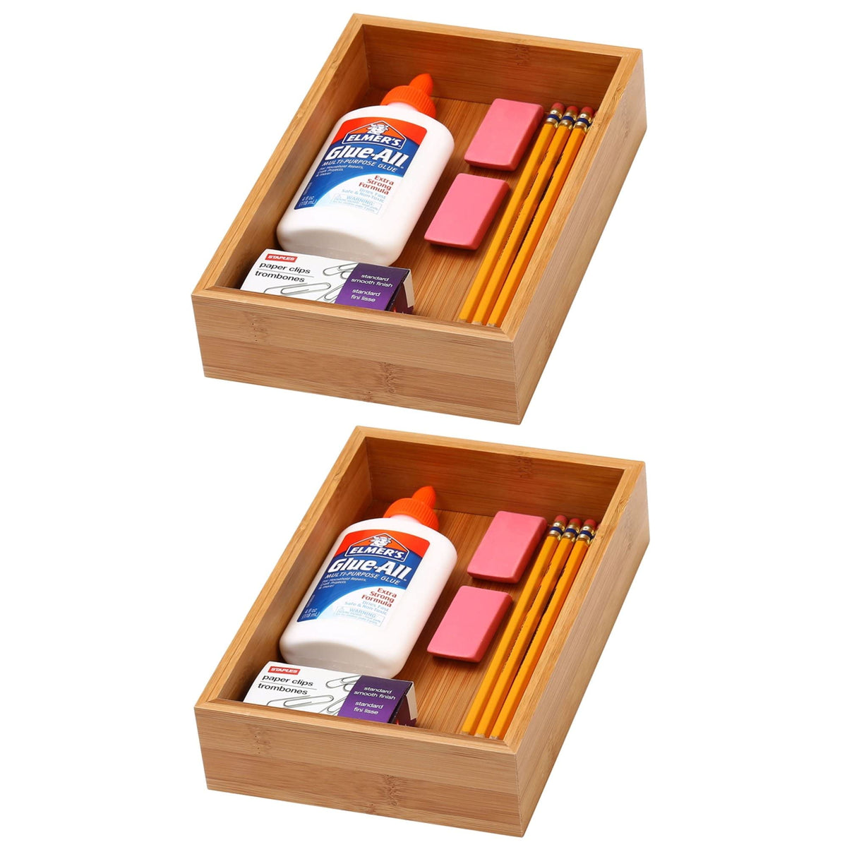 Bamboo Drawer Organizer Storage Box, 2 Pack 6x9x2 inch S165