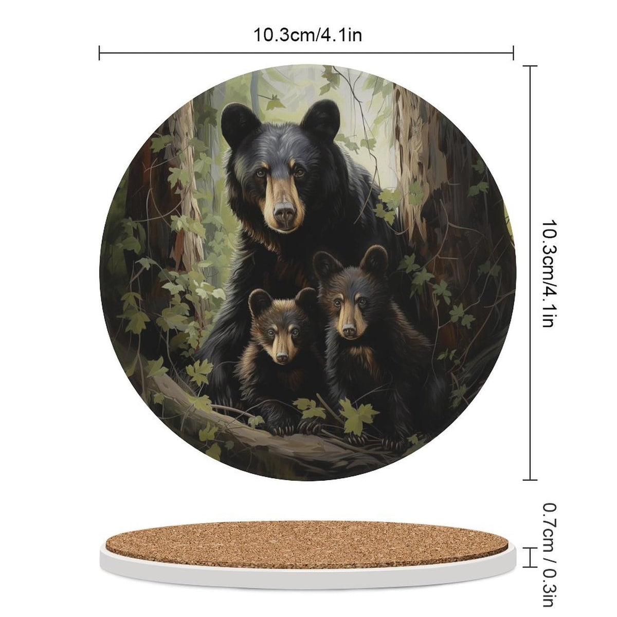 Absorbent Ceramic Stone Coasters Set of 4 Cork Base H72933