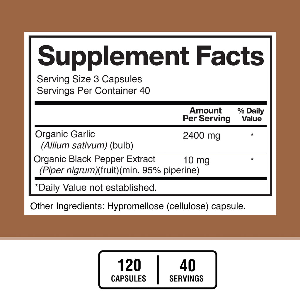 Garlic 2400mg with Black Pepper Fruit Extract 120 Capsules V60872