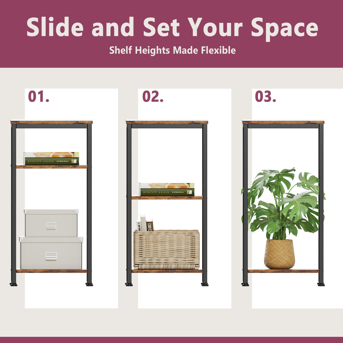 3 Tier End Table with Storage Shelves G553