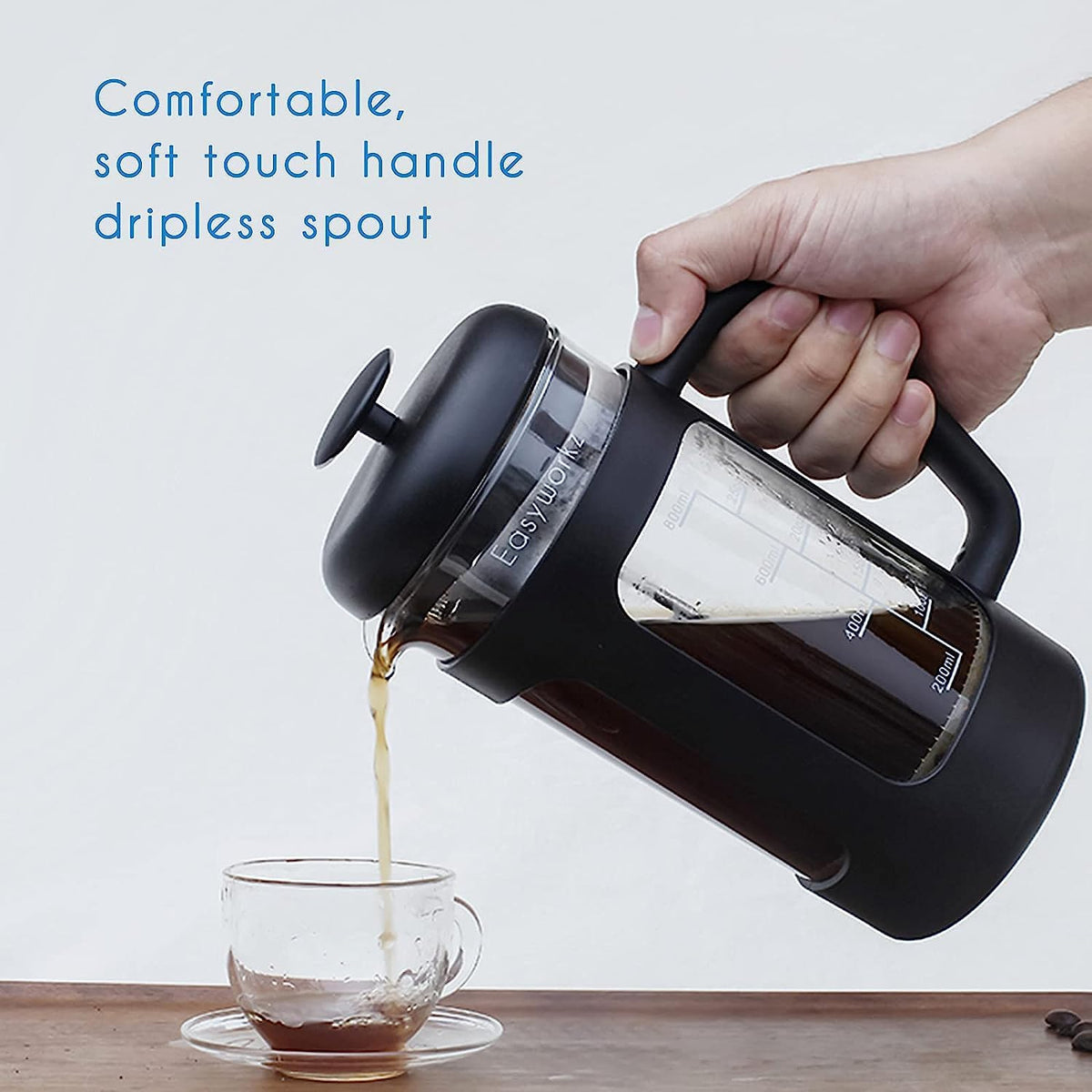 12 oz French Press Coffee Tea Maker with 10g Measuring Spoon O25353