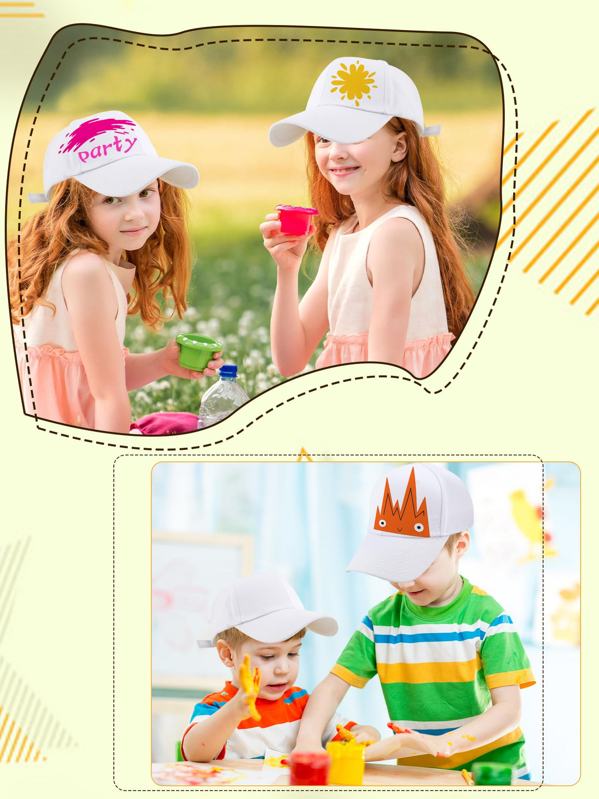 30 Pcs White Cotton Kids Baseball Cap N748794