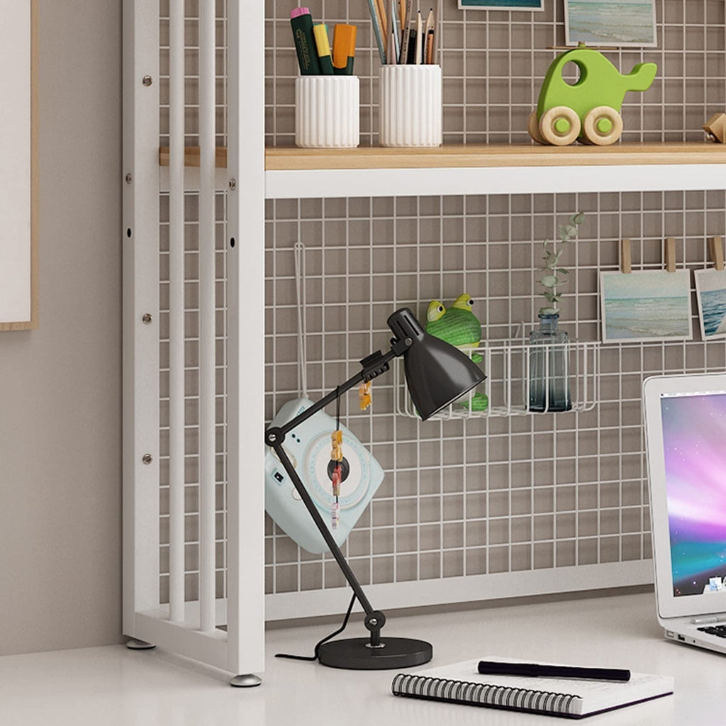2 Tier Adjustable Metal Desktop Bookshelf White E55216