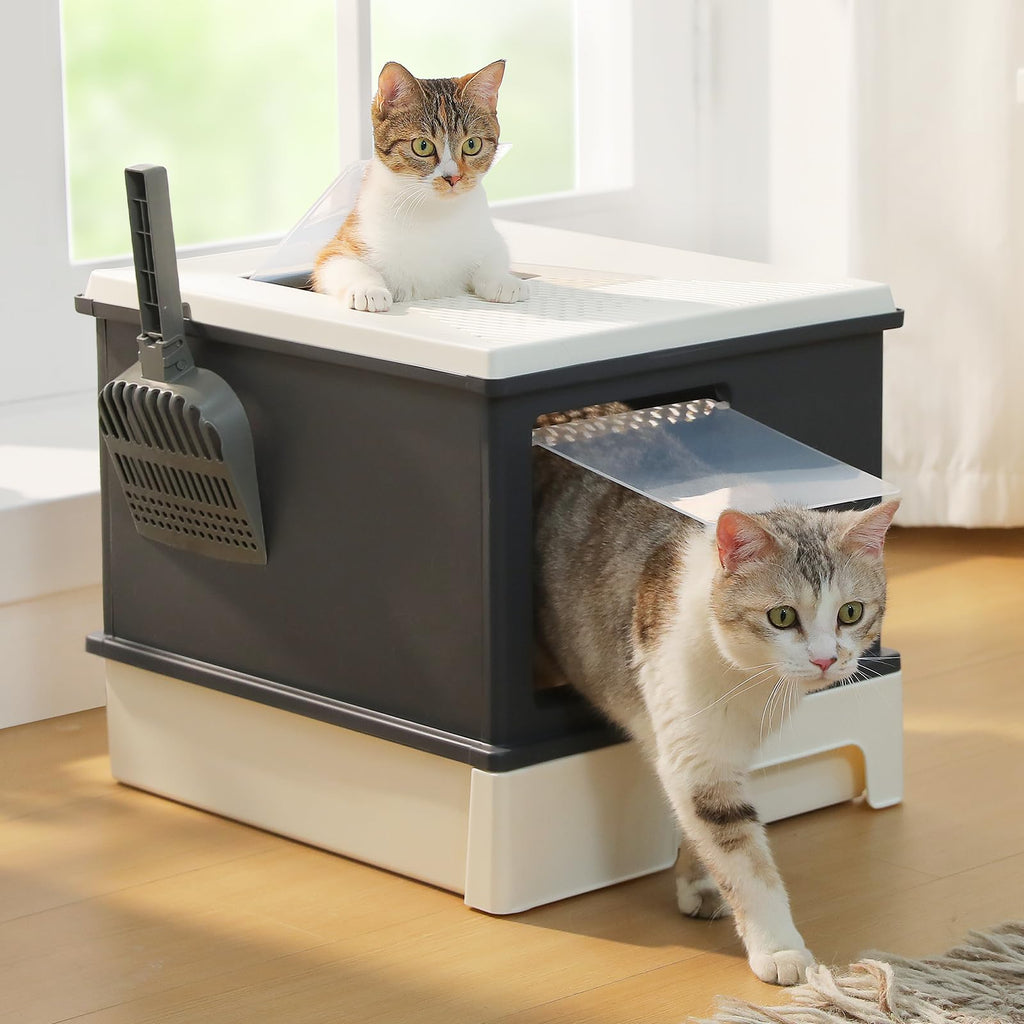 Large Enclosed Drawer Cat Litter Box with Dual Entry D779328