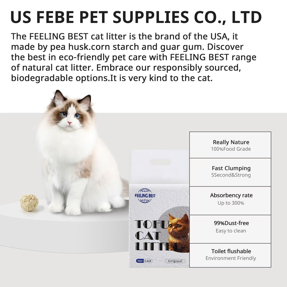 Plant-Based Flushable Tofu Cat Litter 33.6 lb O57908