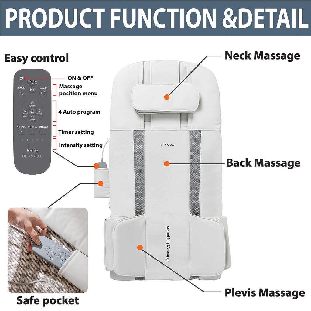 Full Body Stretching Massage Mat, 26 Air Cells, 7 Modes B403969