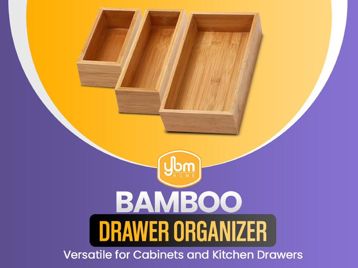 Bamboo Drawer Organizer Storage Box, 2 Pack 6x9x2 inch S165