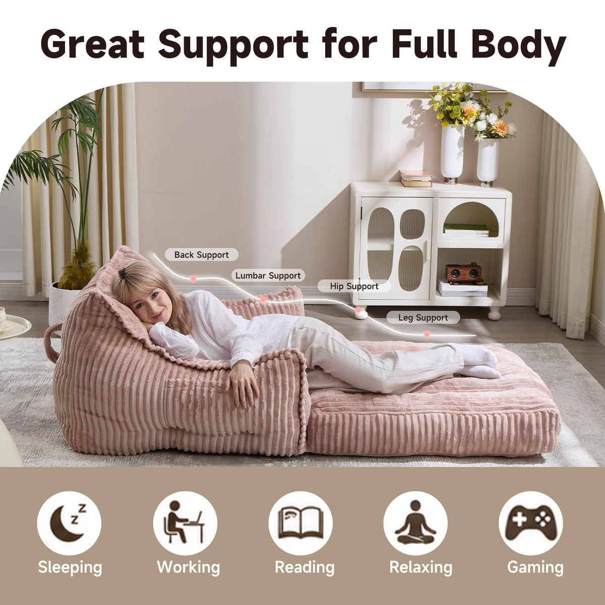 2 in 1 Folding Sofa Bed Pink I7946