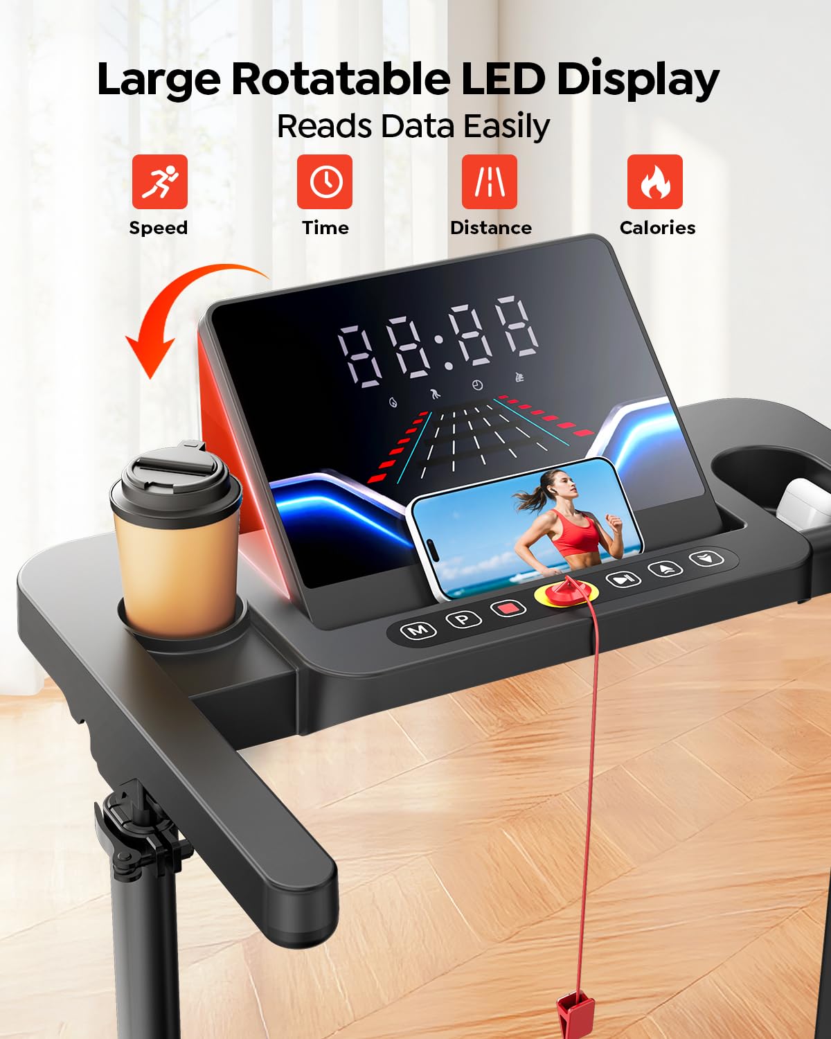 Foldable Treadmill with Incline and Adjustable Handle Bar G2097
