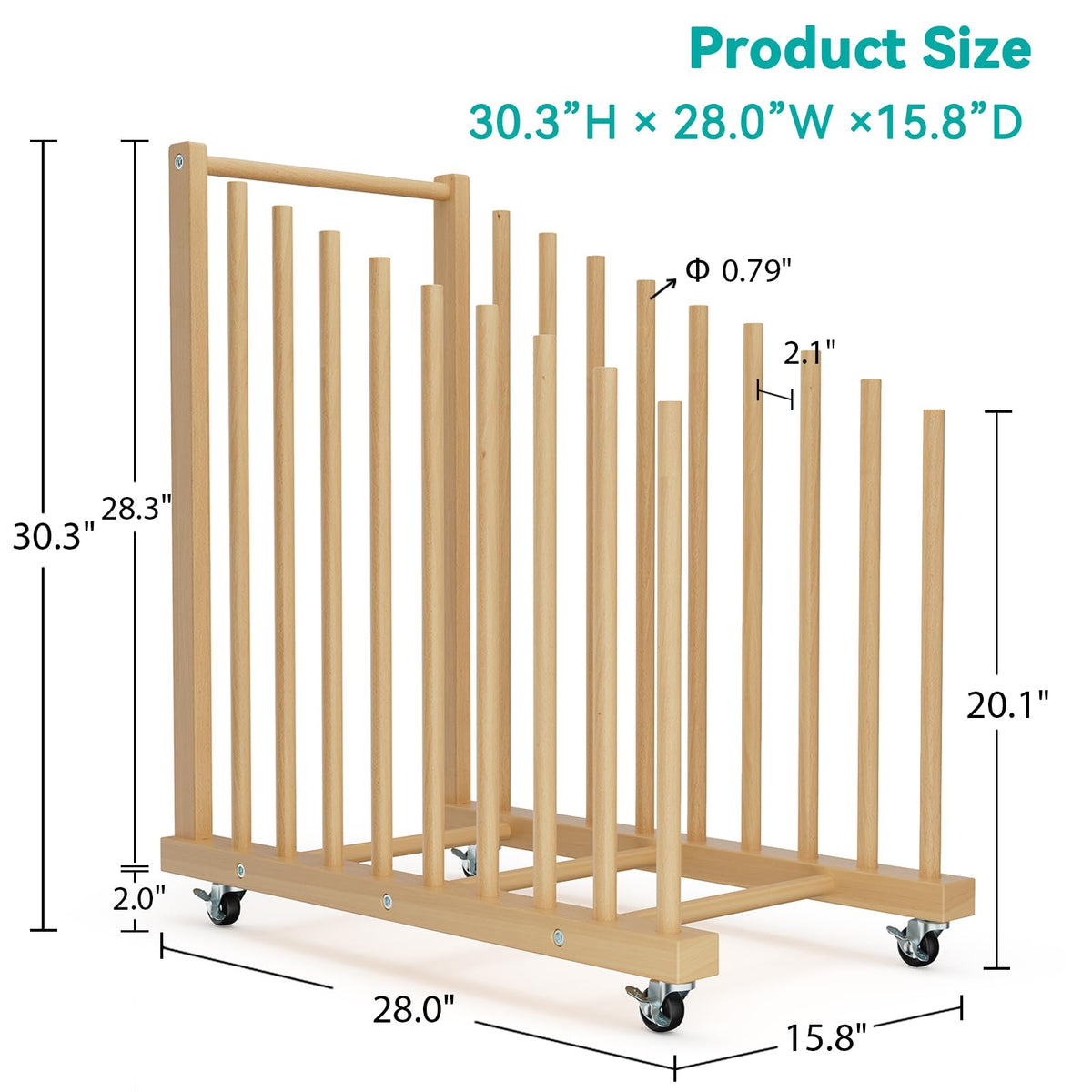 Art Canvas Storage Rack with Wheels and Handle C604