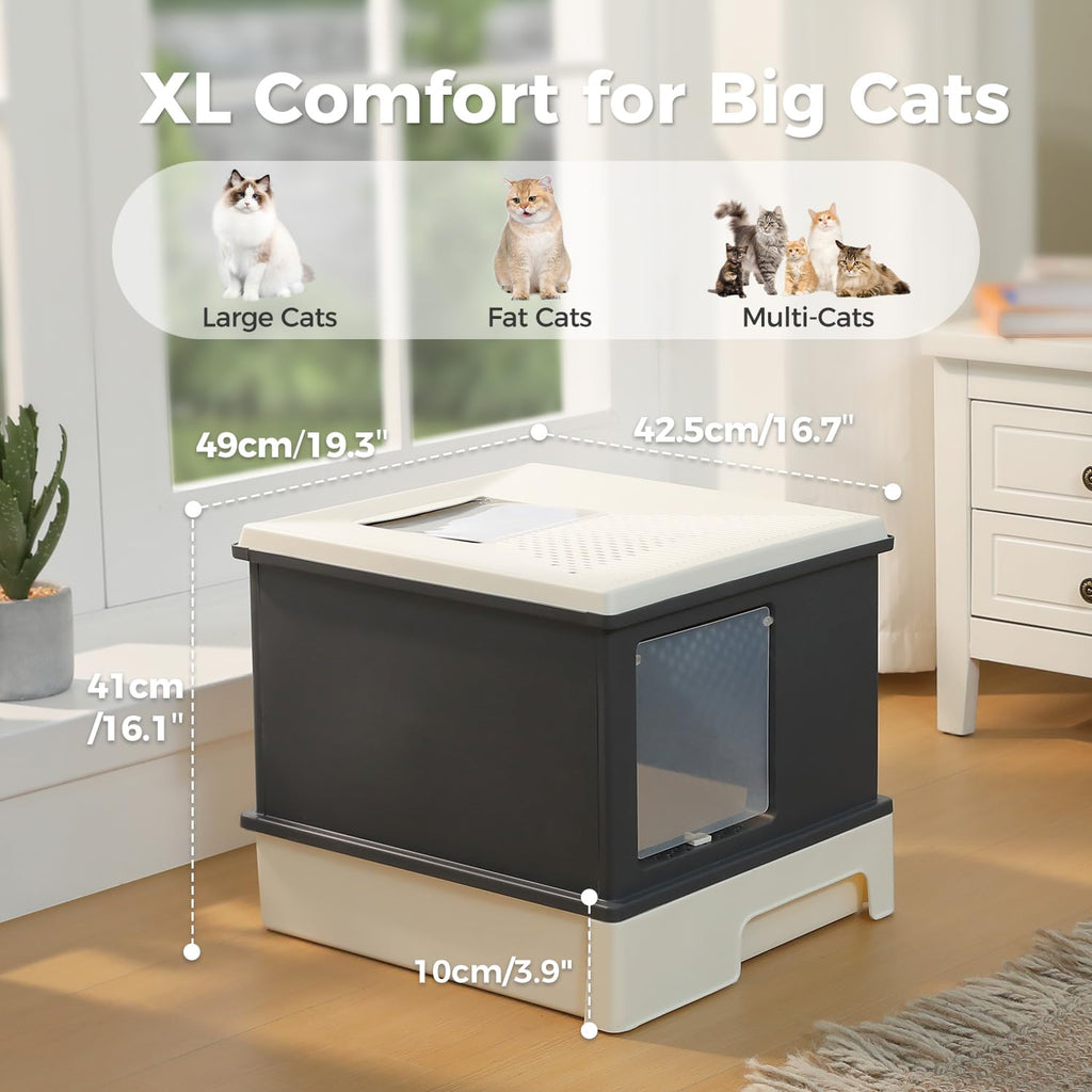 Large Enclosed Drawer Cat Litter Box with Dual Entry D779328