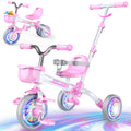 5 in 1 Pink Tricycle with Push Handle U924612