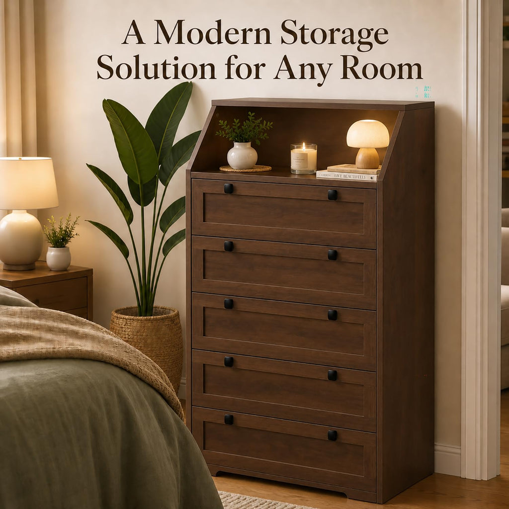 Walnut 5 Drawer Dresser R2084