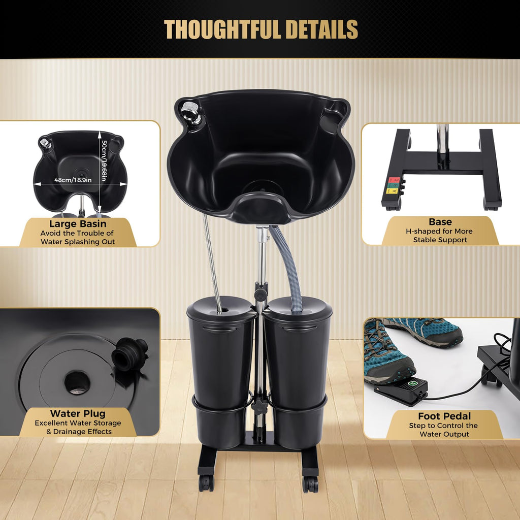 Portable Electric Pump Shampoo Bowl with 2 Buckets X509985