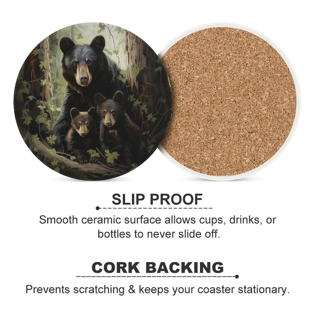 Absorbent Ceramic Stone Coasters Set of 4 Cork Base H72933