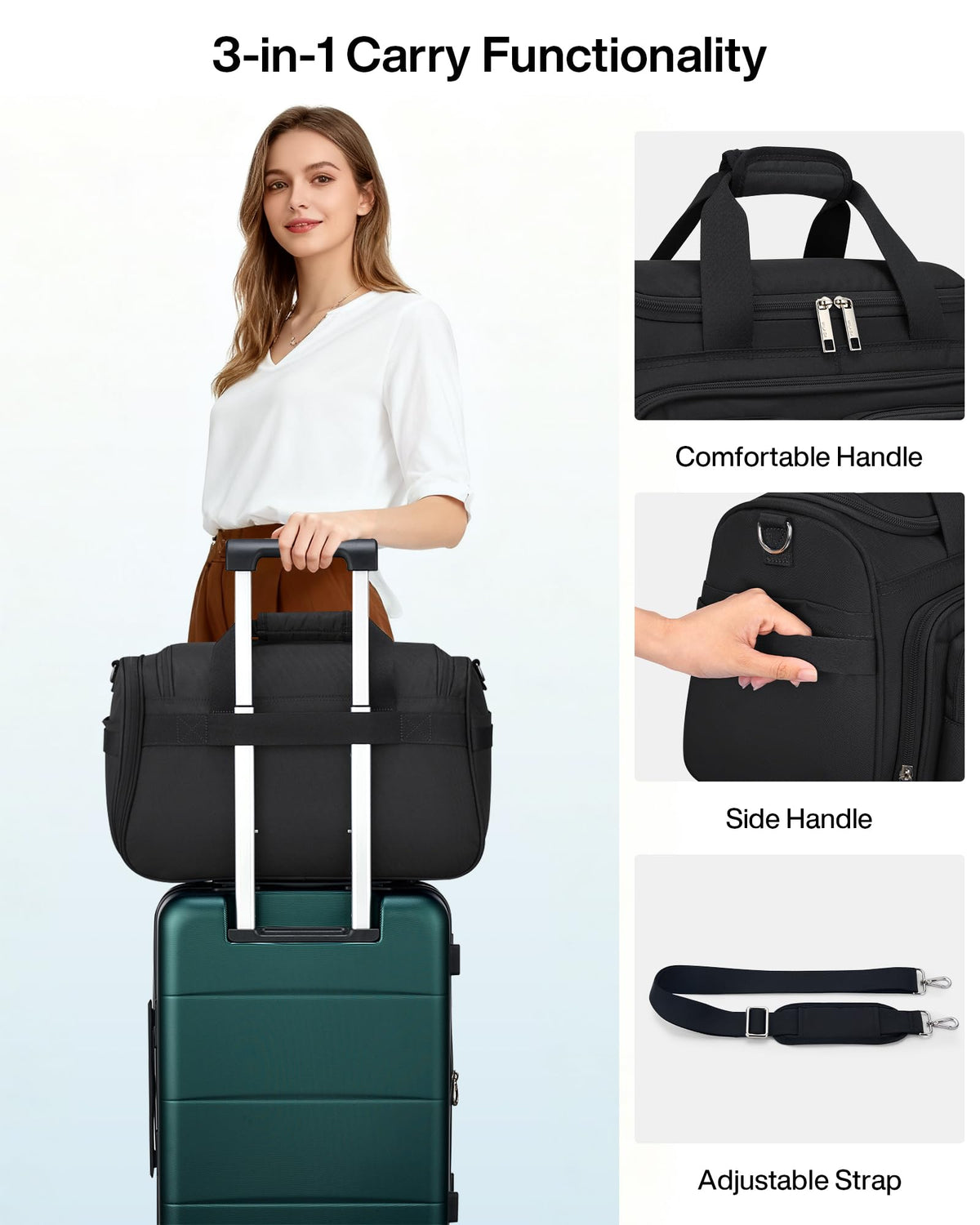 Lightweight Foldable Underseat Carry On Luggage Black F40490