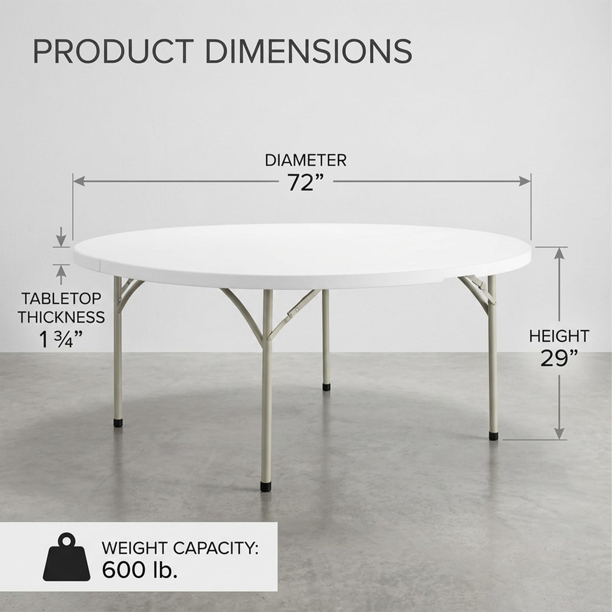 72-Inch Round Plastic Folding Tables 9-Pack J142581