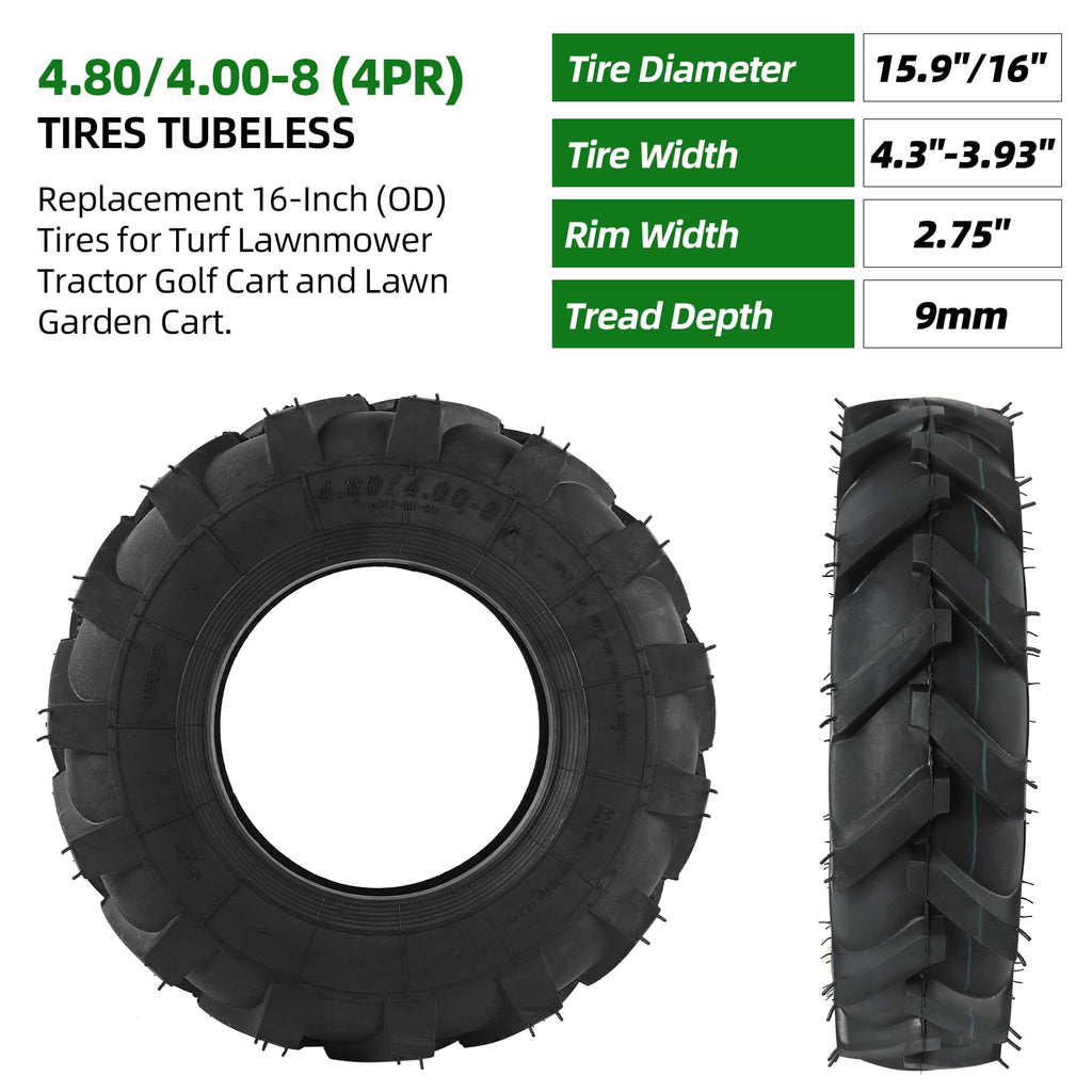 4.80/4.00-8 Tubeless Tires 2-Pack Y2811
