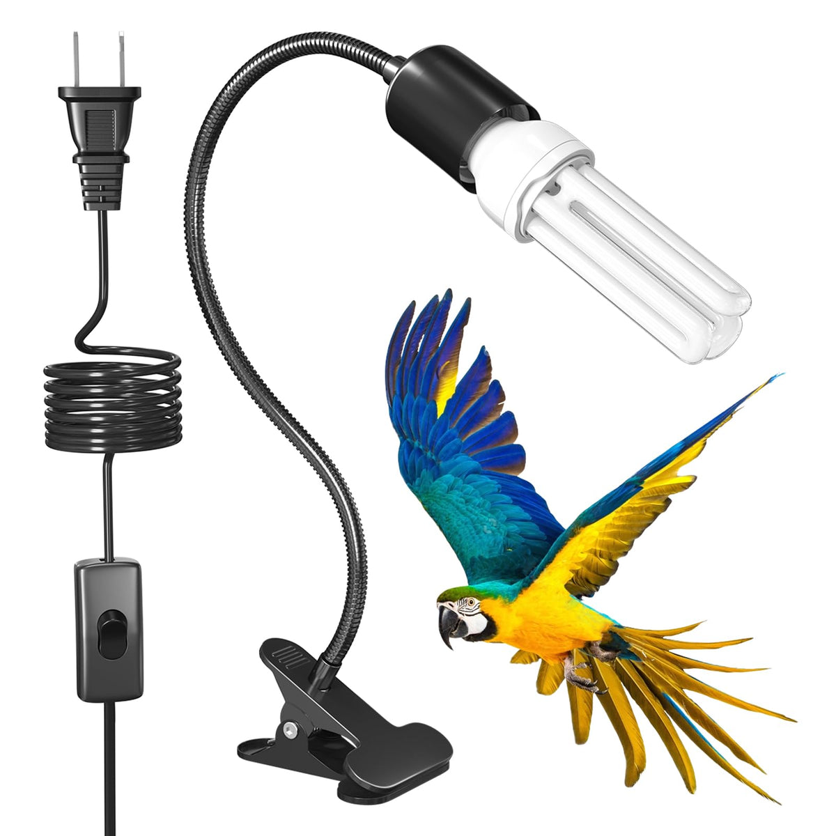 Bird Cage Lighting Combo Kit, Clip Lamp with UVB 2.4 20W Compact Fluorescent Bulb E51521