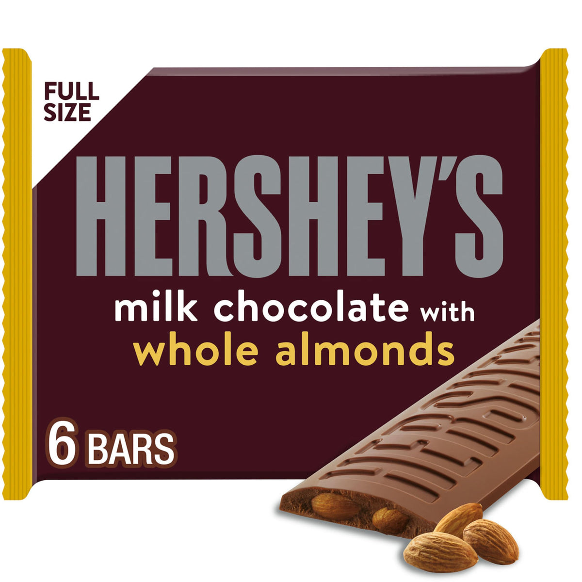 Milk Chocolate with Whole Almonds Candy Bars 1.45 oz 6 Count D748668