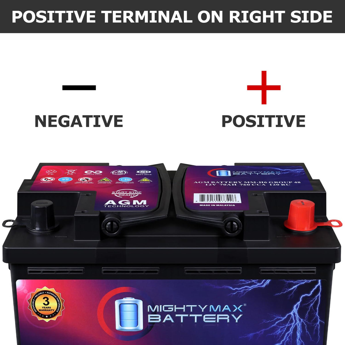 12V 70 AH AGM Car Battery I8356