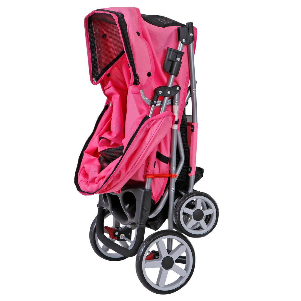 Foldable Pet Stroller with Waterproof Cover, Pink Y6981